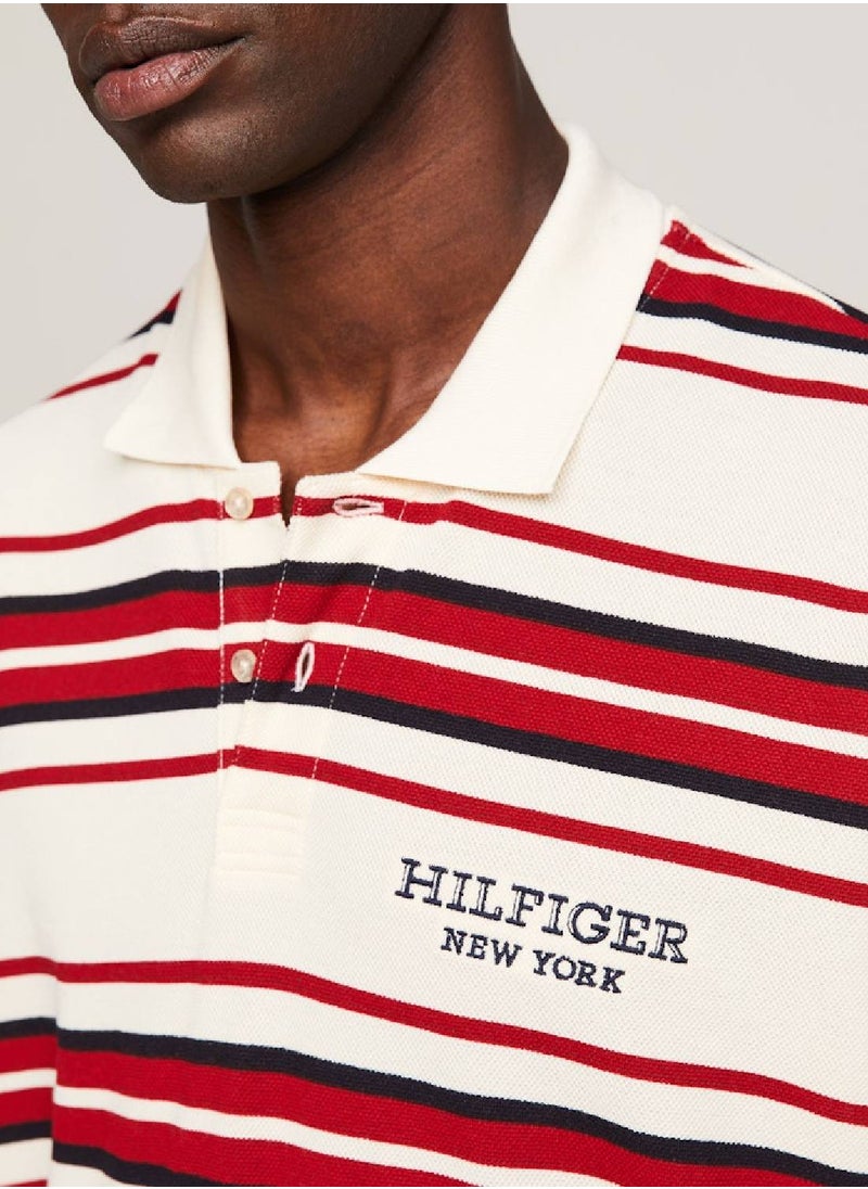 TOMMY HILFIGER Monotype Stripe Honeycomb Regular Polo  - Image 3