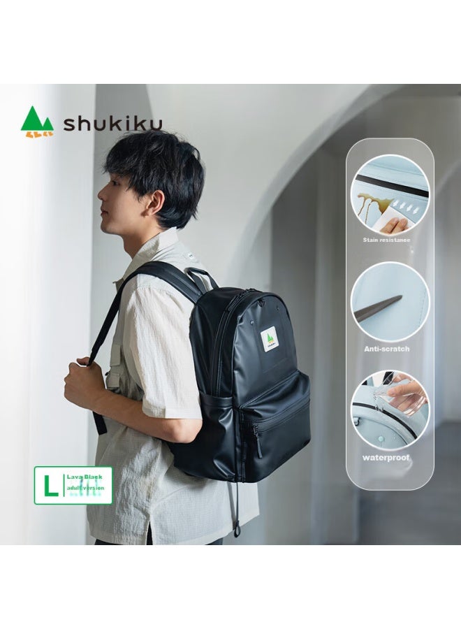 Shukiku Small Eraser Backpack For College Students, Men And Women, Couples Style, Fashionable Versatile Casual Travel Ultra-light Backpack, Lava Black, Size L - Image 1