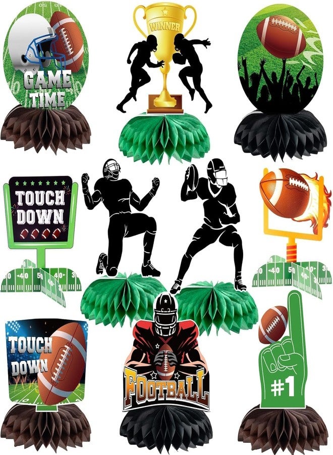 kockuu 10 Pcs Football Party Decorations Football Honeycomb Centerpieces Double-sided Football Table Centerpiece for Football Birthday Party Sports Tailgate Game Party Decorations Supplies Favors - Image 1