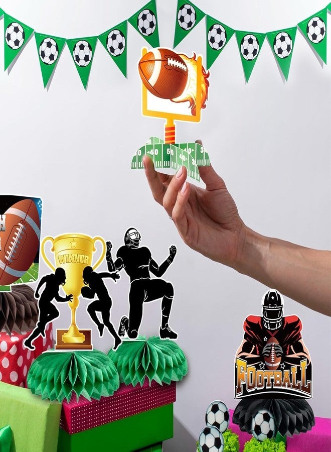 kockuu 10 Pcs Football Party Decorations Football Honeycomb Centerpieces Double-sided Football Table Centerpiece for Football Birthday Party Sports Tailgate Game Party Decorations Supplies Favors - Image 4