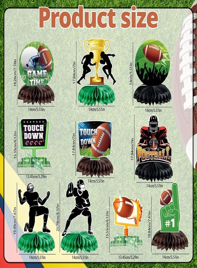 kockuu 10 Pcs Football Party Decorations Football Honeycomb Centerpieces Double-sided Football Table Centerpiece for Football Birthday Party Sports Tailgate Game Party Decorations Supplies Favors - Image 3