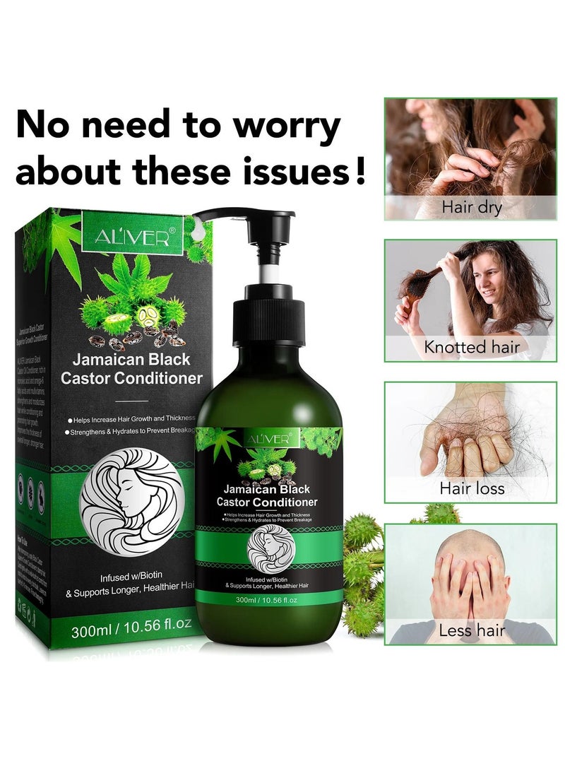 ALIVER 300ml Jamaican Black Castor Oil Conditioner Castor Conditioner for Hair Growth and Increase Thickness Infused with Biotin which Strengthens Hydrates Prevent Breakage Support Healthier Hair - Image 2