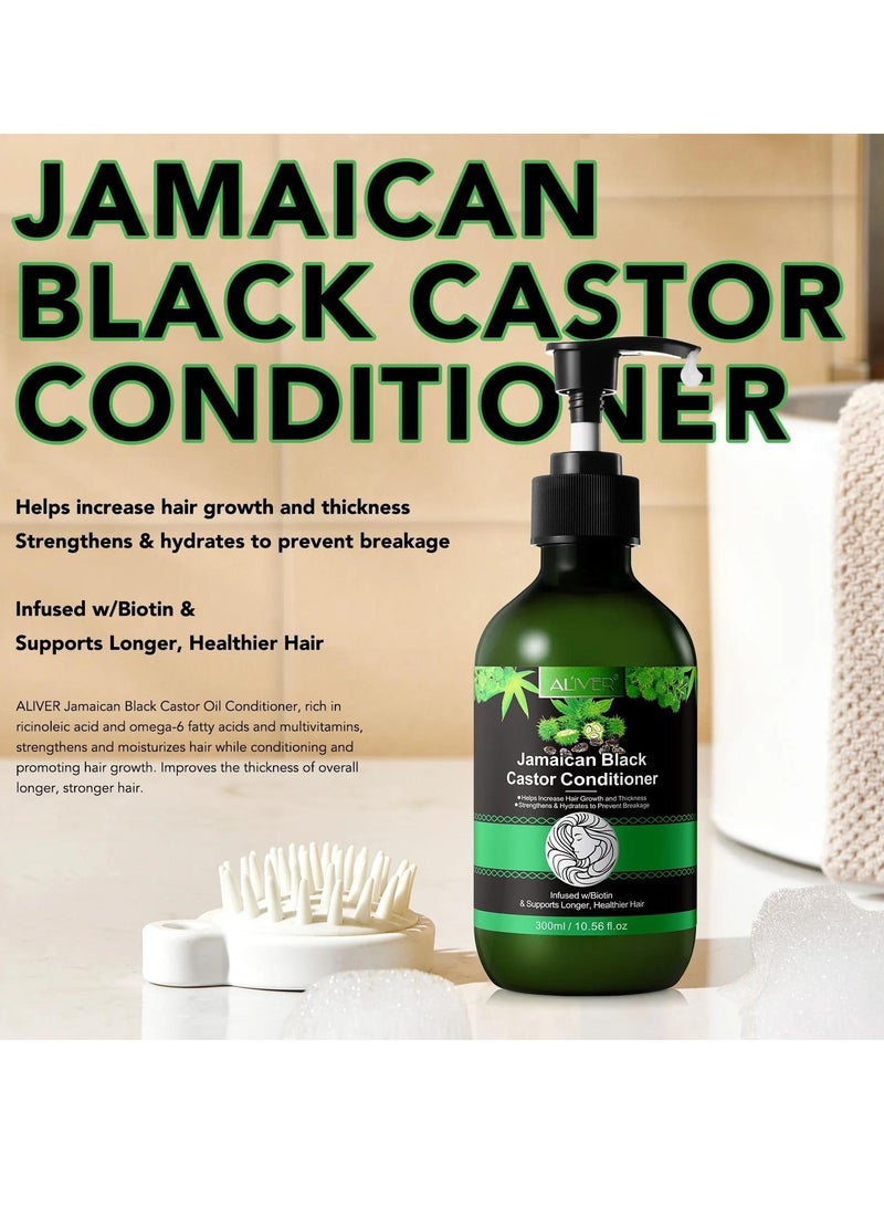 ALIVER 300ml Jamaican Black Castor Oil Conditioner Castor Conditioner for Hair Growth and Increase Thickness Infused with Biotin which Strengthens Hydrates Prevent Breakage Support Healthier Hair - Image 3
