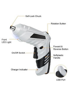 SYOSI Electric Screwdriver Cordless 3N·m Max Torque Electric Screwdriver Kit with 47 Accessories 3.6V Cordless Screwdriver with USB Cable LED Light for Home Office DIY  - Image 2