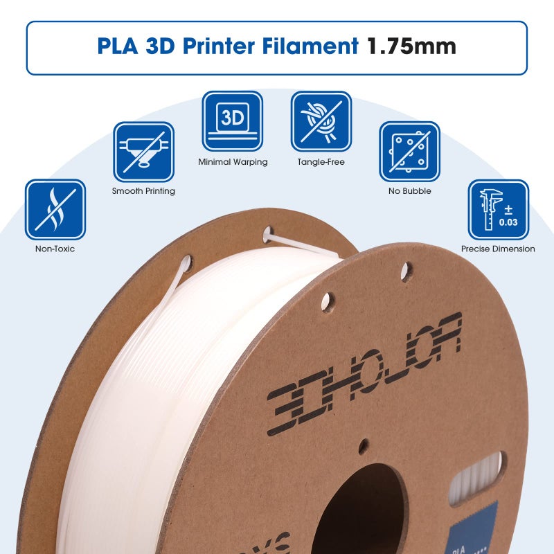 3DHoJor PLA Filament 1.75mm 3D Printing Filament PLA Lite 1kg Cardboard Spool (2.2lbs), Fit Most FDM 3D Printer,Dimensional Accuracy +/- 0.03 mm,Vacuum Packaging-Natural - Image 2