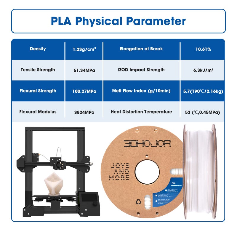 3DHoJor PLA Filament 1.75mm 3D Printing Filament PLA Lite 1kg Cardboard Spool (2.2lbs), Fit Most FDM 3D Printer,Dimensional Accuracy +/- 0.03 mm,Vacuum Packaging-Natural - Image 4