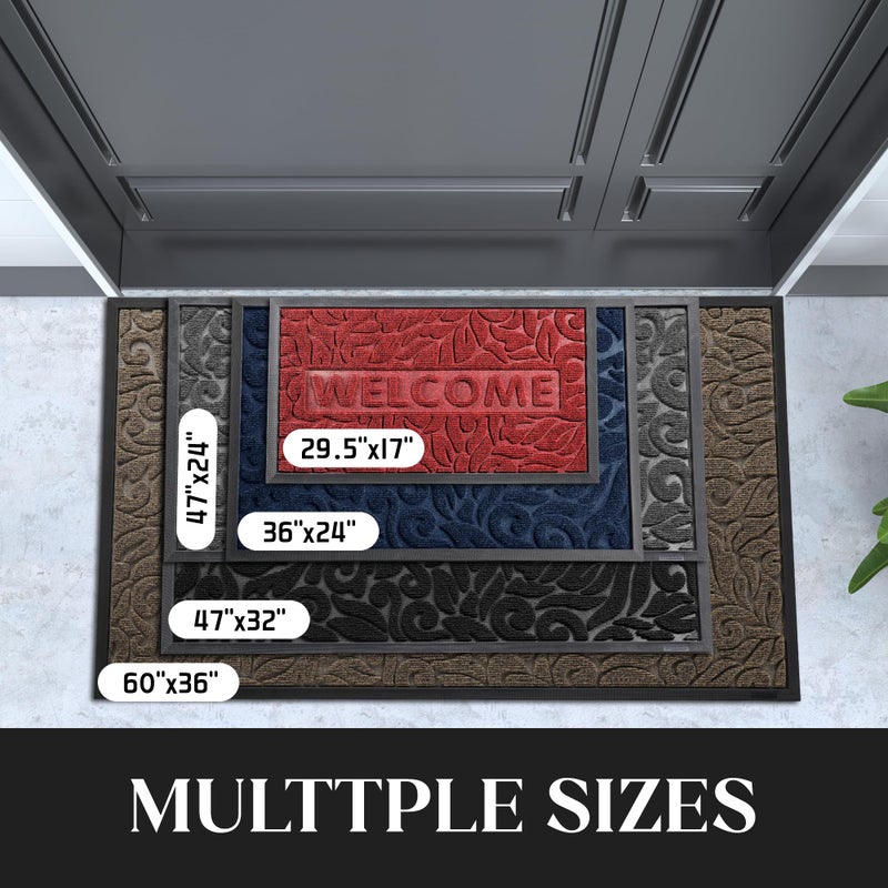Yimobra Welcome Mat Outdoor 29.5x17, Waterproof Non-Slip Outdoor Mats for Front Door Outside Entrance, Low-Profile Entryway Mat Indoor for Garage Patio, Wine Red - Image 2