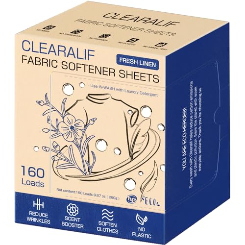 CLEARALIF laundry Fabric Softener Sheets, Fresh Linen Scent, 160 Loads, Eco Friendly, Great For Travel, Apartments, Dorms. - Image 1