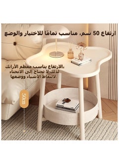 شو وو طاولة جانبية مقاس 40 × 50 سم لغرفة المعيشة، طاولة نهاية القهوة الفاخرة لغرفة المعيشة على الطراز الشمالي، طاولة نهائية مع مساحة تخزين مزدوجة الطبقات، مقاومة للماء والخدش، تحمل قوي  - Image 4