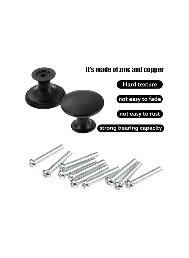 The Bros Cabinet Drawer Knobs, 12 Pack Kitchen Cabinet Knobs for Wardrobe, Cupboard, Cabinet Knob with 12 Pieces Screws, Hardware Round Drawer Knobs for Bathroom Furniture Door Window (Black) - Image 3
