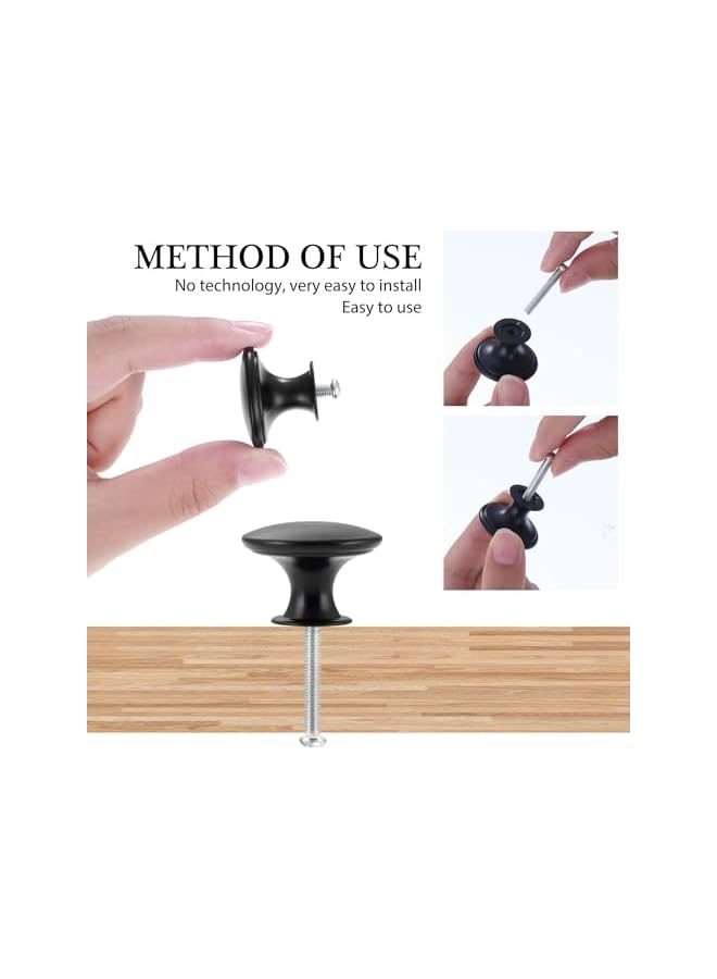 The Bros Cabinet Drawer Knobs, 12 Pack Kitchen Cabinet Knobs for Wardrobe, Cupboard, Cabinet Knob with 12 Pieces Screws, Hardware Round Drawer Knobs for Bathroom Furniture Door Window (Black) - Image 4