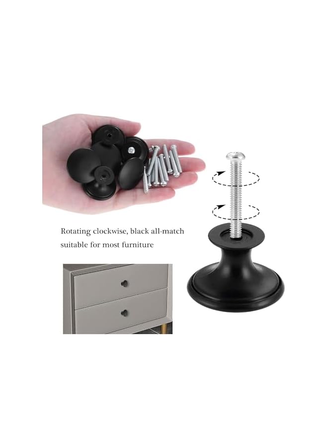 The Bros Cabinet Drawer Knobs, 12 Pack Kitchen Cabinet Knobs for Wardrobe, Cupboard, Cabinet Knob with 12 Pieces Screws, Hardware Round Drawer Knobs for Bathroom Furniture Door Window (Black) - Image 5