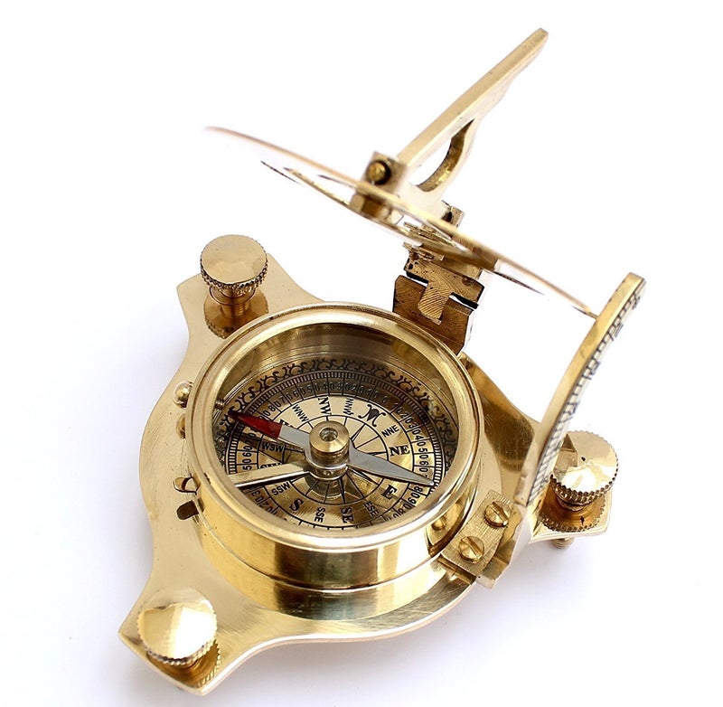 Mad Over Decor 5MoonSun5's Nautical West London Sundial Compass 4'' inches Premium Quality Handcrafted Brass Compass with Handcrafted Rosewood Anchor Inlaid CaseBox Maritime Decor Gifts Steampunk Collectibles - Image 4