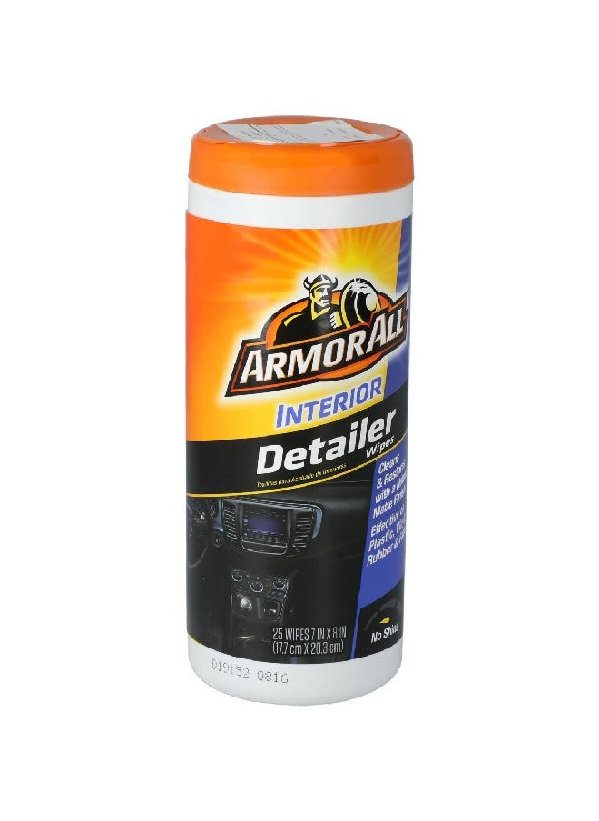 ARMOR ALL - 25-Piece Protectant Interior Detailer Wipes 7 x 8 Inch 14540B - Image 1