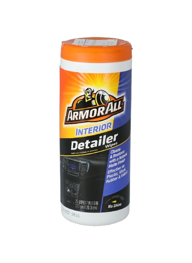 ARMOR ALL - 25-Piece Protectant Interior Detailer Wipes 7 x 8 Inch 14540B - Image 1