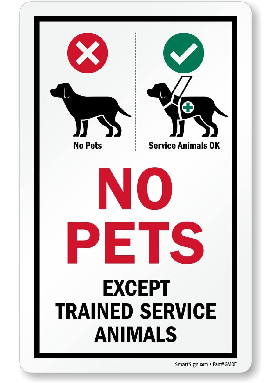 SmartSign SmartSign 8 x 5 inch No Pets  Except Trained Service Animals Glass Window Decal with Front Adhesive White Polyester Multicolor  - Image 1