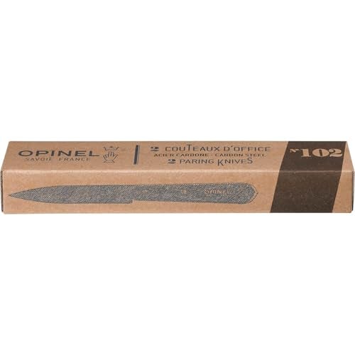 Opinel No. 102 Paring Knives 2 PIECE SET, Carbon Steel Everyday Use Prep Knives for Chopping, Peeling, Slicing, Trimming, Stabilized Sustainably Harvested Beechwood Handles, Made in France - Image 2