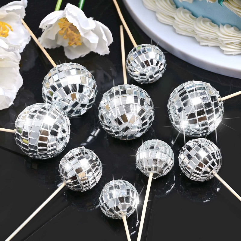 JOERSH 23pcs Disco Ball Cupcake Toppers Happy Birthday Cake Topper - 1970s Disco Ball Cake Picks Disco Theme Cake Decorations for Disco Theme Party 70s Disco Party Favor - Image 5