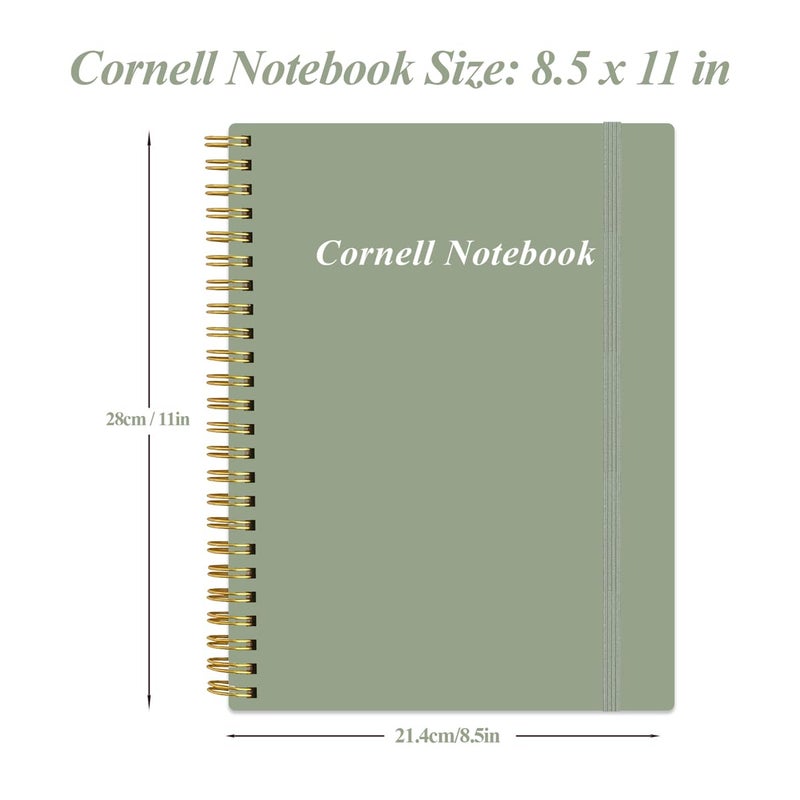 دفتر ملاحظات Yaridar A4 Cornell - دفاتر ملاحظات كورنيل حلزونية جامعية لتدوين الملاحظات، وسادات ستينو مسطرة للمكتب/المدرسة/الكلية/المنزل، 8.5 بوصة × 11 بوصة، أخضر - Image 4