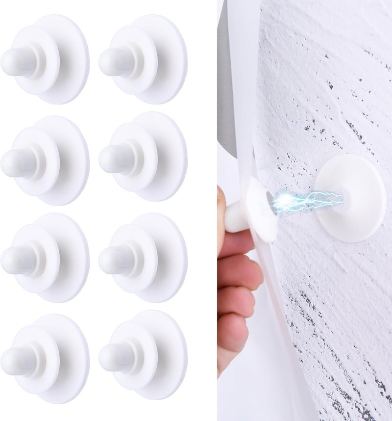 LEKUSHA Magnetic Shower Curtain Clips, Self Adhesive Splash Guard Clips, Keep Curtain Liner Closed to Wall, Stop Liner from Billowing, Prevent Water Off Floor, White, Pack of 8 - Image 1