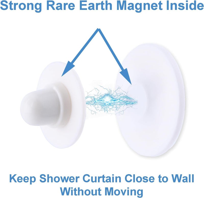 LEKUSHA Magnetic Shower Curtain Clips, Self Adhesive Splash Guard Clips, Keep Curtain Liner Closed to Wall, Stop Liner from Billowing, Prevent Water Off Floor, White, Pack of 8 - Image 4