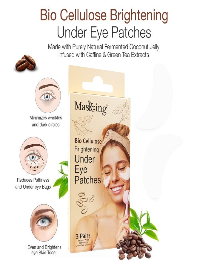 MasKing Bio Cellulose Under Eye Patches | Natural Eye Masks | Reduce Dark Circles & Puffiness | Caffeine & Green Tea Extract | Anti-Aging Treatment | 3 Pairs - Image 2