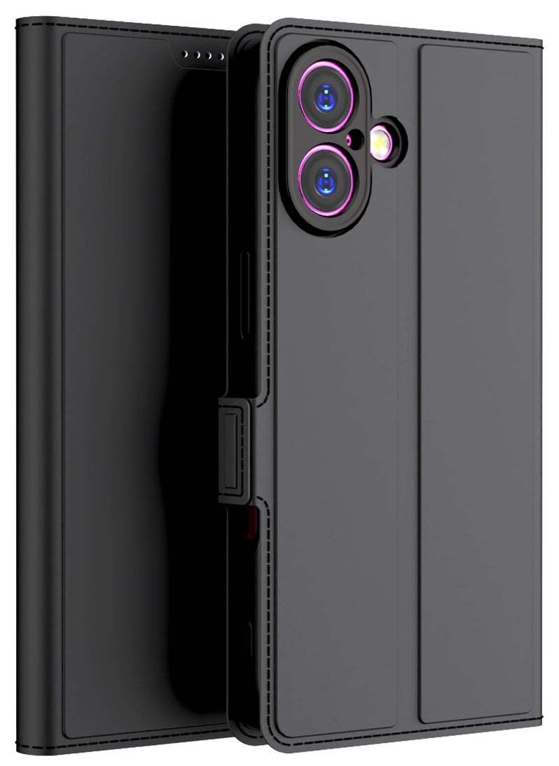 Kapa Noble Slim Magnetic Leather Flip Case Cover for Apple iPhone 17 | Card Holder Stand Flip Wallet Case (Black) - Image 1