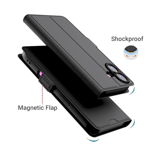 Kapa Noble Slim Magnetic Leather Flip Case Cover for Apple iPhone 17 | Card Holder Stand Flip Wallet Case (Black) - Image 5