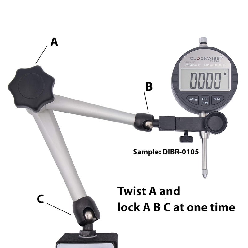 Clockwise Tools Digital Indicator with Magnetic Base Holder Stand, DIBR-0105 0-1 Inch/25.4mm, Inch/Metric Conversion, Auto Off - Image 5