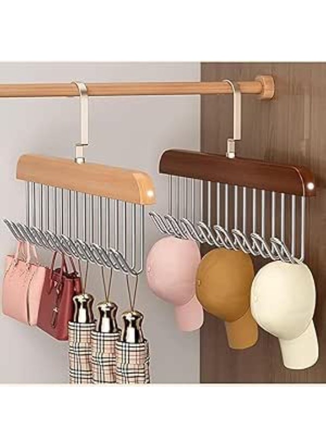Generic Wooden hangers with 8 adjustable hooks for hanging and organizing underwear and belts  - Image 1