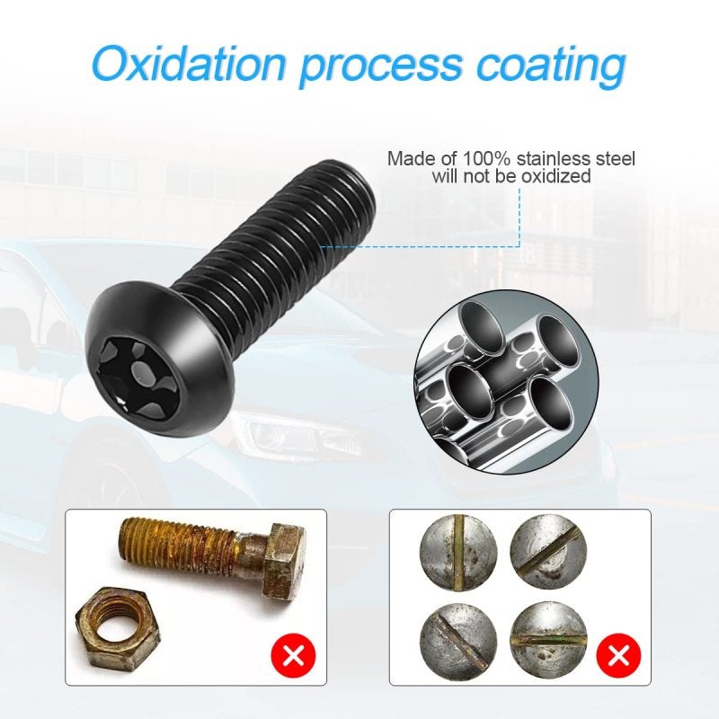Stainless Steel Anti-Theft Screw Kit - Tamper Proof License Plate Bolts with Black Finish for Car Truck SUV RV Trailer - Image 3