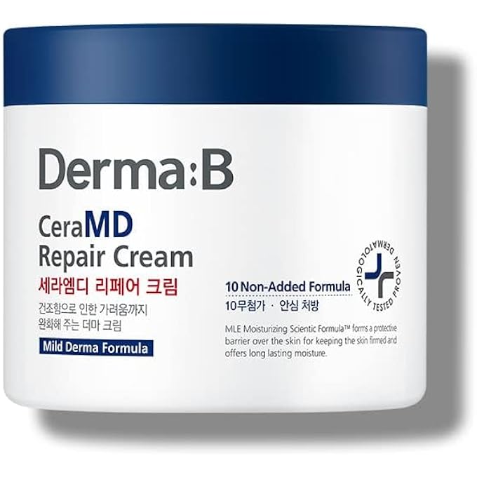 DERMA B CeraMD Repair Body Cream, Unscented Moisturizer for Dry and Rough Skin, Relieves Itchiness due to Dryness, Fragrance Free, 14.54 Fl. Oz., 430ml - Image 1
