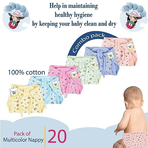Toddylon Baby Products New Born Baby Clothes | Cloth Diapers | Langots | Nappies | Cotton | Reusable | Washable | Nappy (0-6 Months, Pack of 20) - Image 4