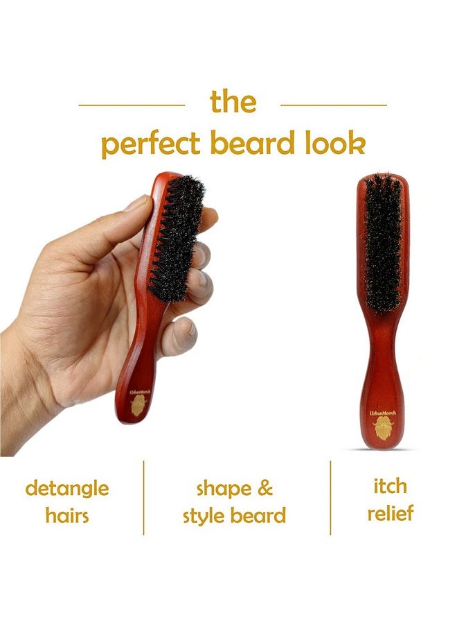 Premium 100% Boar Bristle Beard Brush With Grass Tree Wooden Handle, Straightens And Promotes Beard Growth, Works With Beard Oils And Balms, For Healthy & Stylish Beard