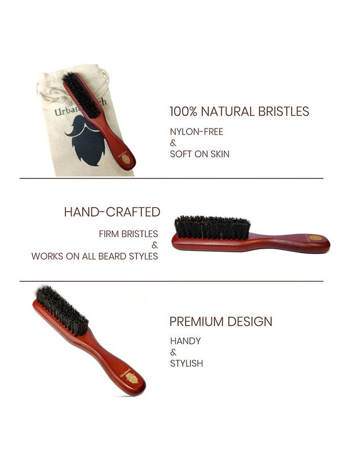 Premium 100% Boar Bristle Beard Brush With Grass Tree Wooden Handle, Straightens And Promotes Beard Growth, Works With Beard Oils And Balms, For Healthy & Stylish Beard
