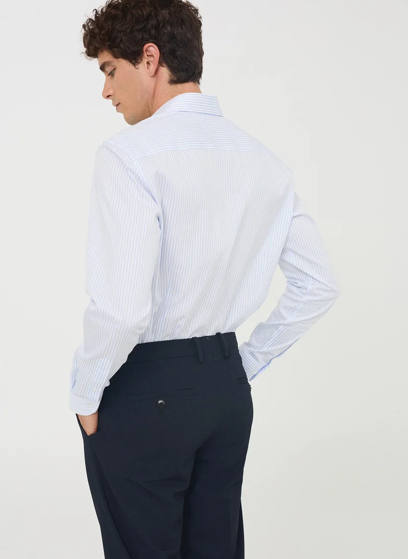 Mango Man Slim fit cotton striped suit shirt