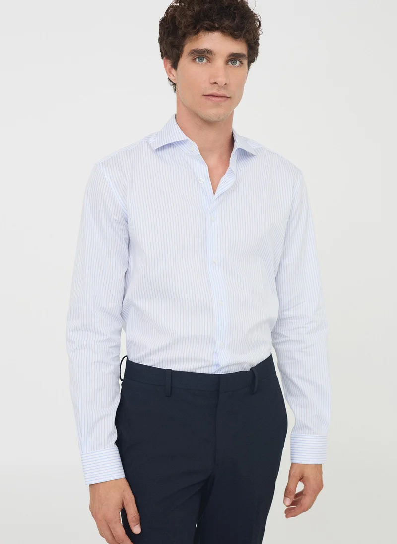 Slim fit cotton striped suit shirt
