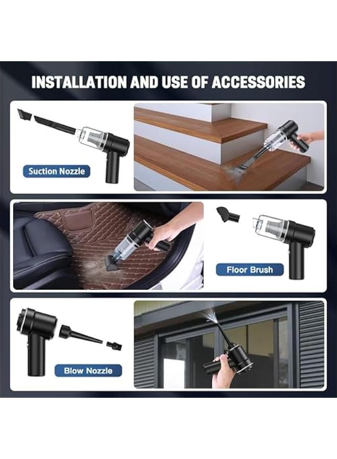 TRASSLE Mini Handheld Vacuum,Cordless Vacuum Cleaner, Small Car Vacuum with LED, Electric Air Duster & Vacuum Cleaner 2 in 1 Rechargeable, Portable Vacuum Cleaner for Home, Office and Car Cleaning - Image 2