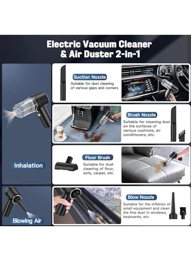TRASSLE Mini Handheld Vacuum,Cordless Vacuum Cleaner, Small Car Vacuum with LED, Electric Air Duster & Vacuum Cleaner 2 in 1 Rechargeable, Portable Vacuum Cleaner for Home, Office and Car Cleaning - Image 4