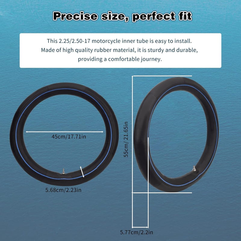 أنبوب داخلي للإطار الأمامي 2.25/2.50-17 مقاس 70/100-17 لأنبوب دراجة نارية ترابية، متوافق مع هوندا كاواساكي ياماها سوزوكي دراجات ترابية 110cc 125cc 140cc ودراجات نارية صغيرة (قطعة واحدة) - Image 2