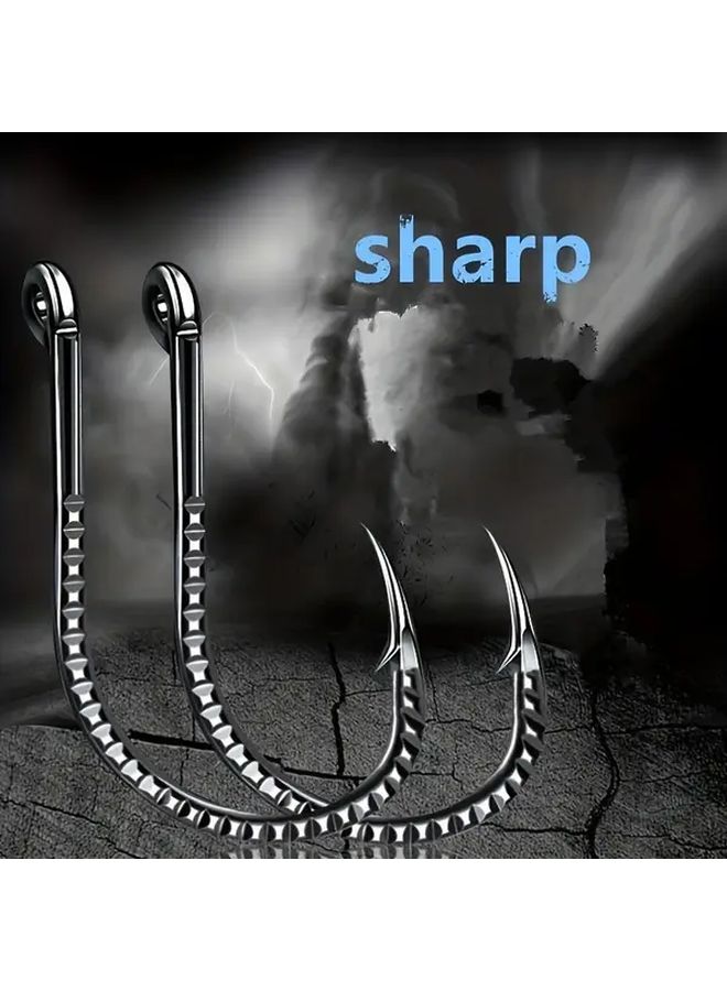 30 Pieces Size 10 Carbon Steel Fishing Hooks Dragon Scale Barb Design Superior Grip Tackle Silver - Image 4