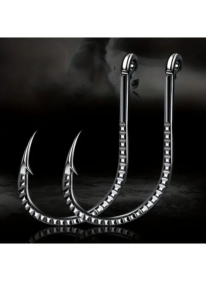 30 Pieces Size 10 Carbon Steel Fishing Hooks Dragon Scale Barb Design Superior Grip Tackle Silver - Image 2