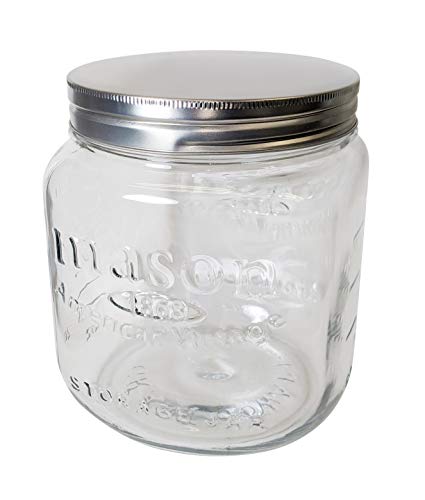 Grant Howard Jumbo Mason Embossed Glass Storage Jar 92 Ounces Clear