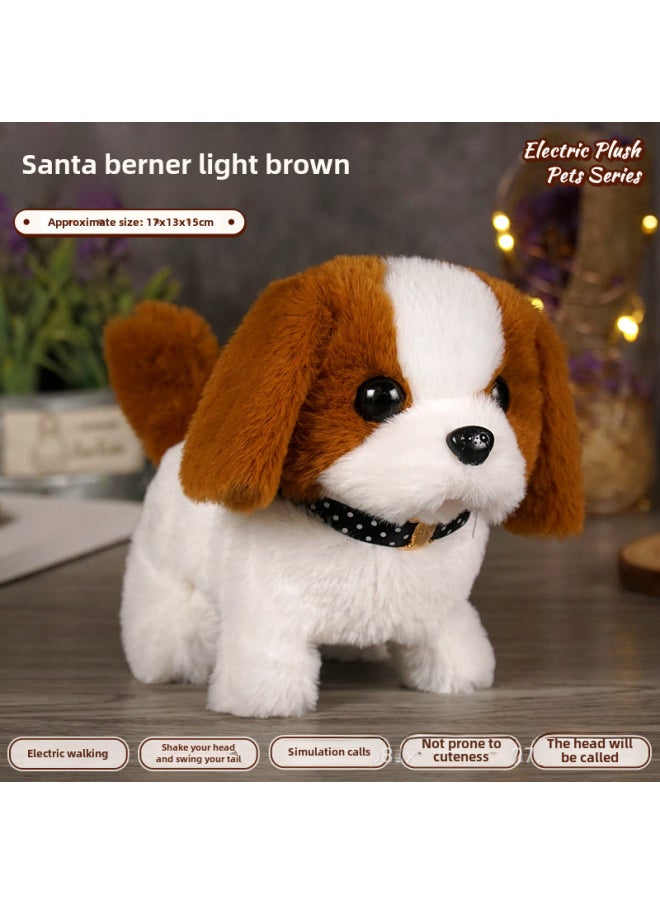 Children's Simulated Teddy Rabbit Electric Pet Dog Plush Walking Barking Toy Electronic Pet Dog Toy-Color:Saint Bernard ]-Specifications:Screwdriver +2 Batteries  - Image 1