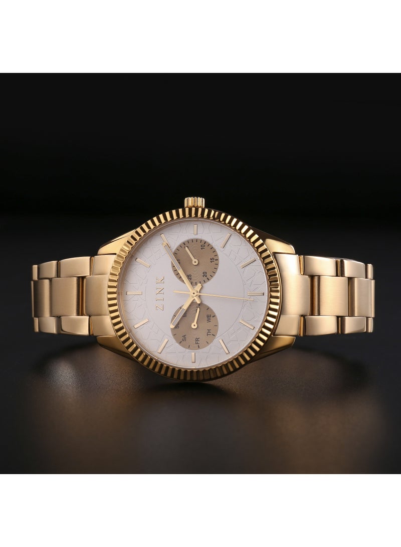 زنك ساعة زينك النسائية الذهبية المصنوعة من الفولاذ المقاوم للصدأ | ZK128L2SS-59 - Image 5