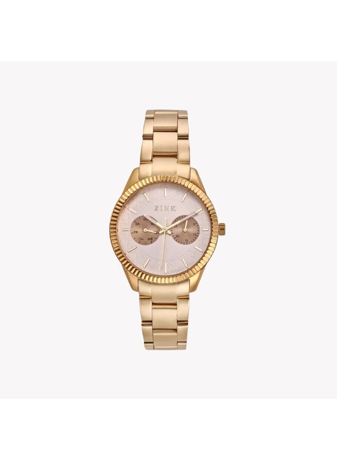 زنك ساعة زينك النسائية الذهبية المصنوعة من الفولاذ المقاوم للصدأ | ZK128L2SS-59 - Image 1