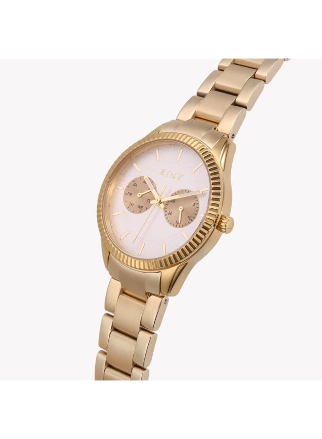 زنك ساعة زينك النسائية الذهبية المصنوعة من الفولاذ المقاوم للصدأ | ZK128L2SS-59 - Image 2