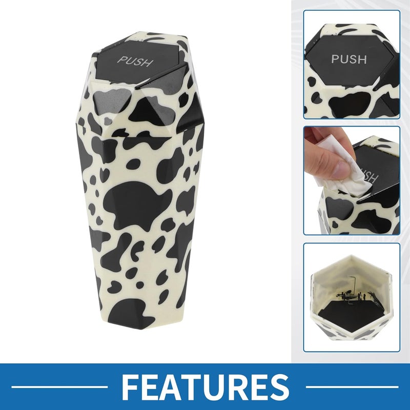 A ABSOPRO Portable Car Trash Can - Black and White Plastic Bin - Image 4