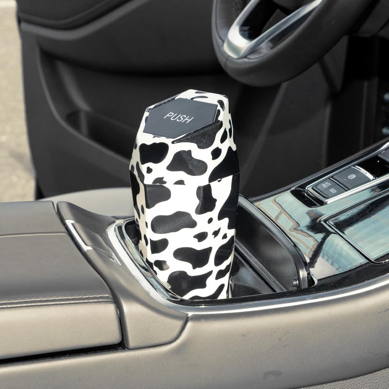 A ABSOPRO Portable Car Trash Can - Black and White Plastic Bin - Image 2