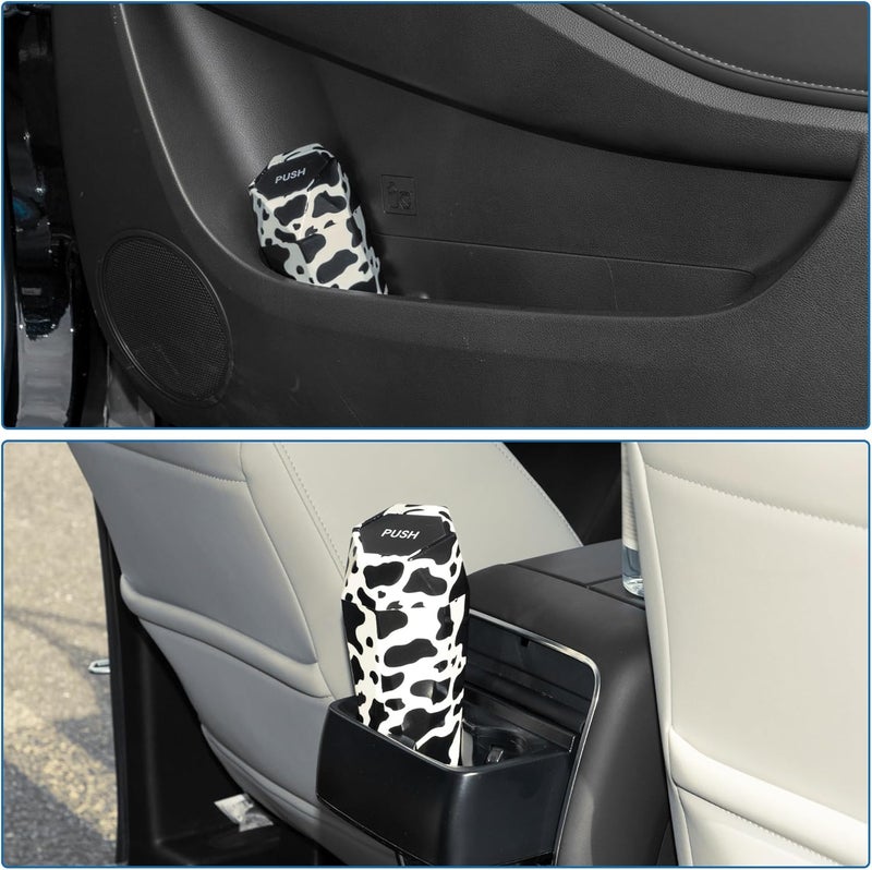 A ABSOPRO Portable Car Trash Can - Black and White Plastic Bin - Image 3